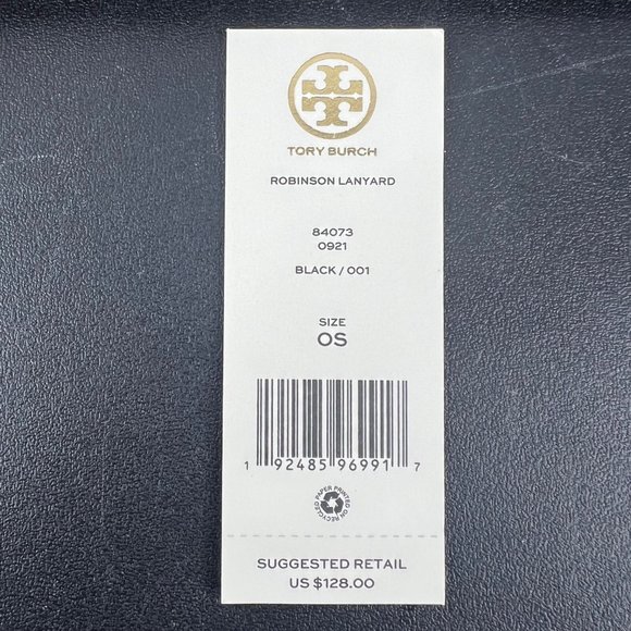 Tory Burch Robinson Saffiano Leather Lanyard Wallet Card Case Accessory Black - Picture 9 of 10